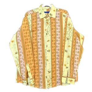Georg Roth Los Angeles Mens XL 43/44 Retro Print Button Down Shirt Long Sleeve